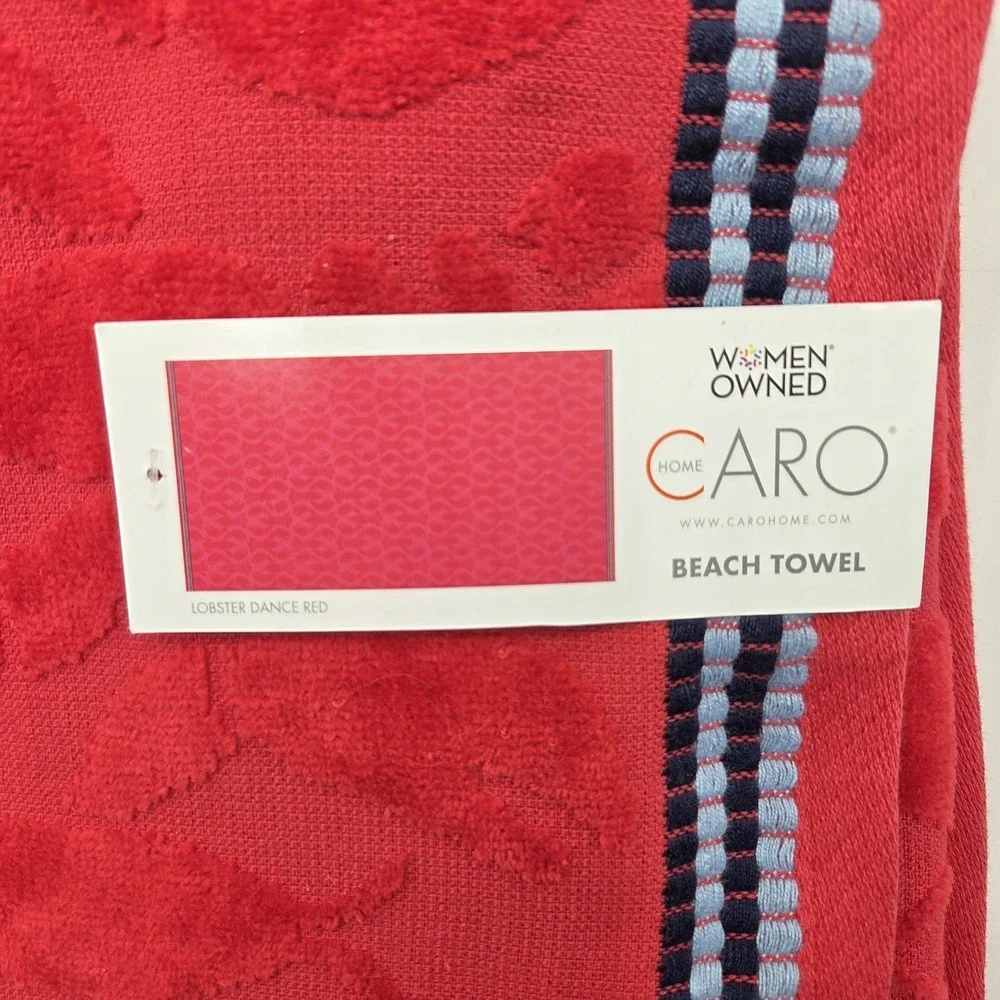 Caro Home Lobster Dance Red Beach Towel Absorbent Quick Dry 36x68 Pool Spa